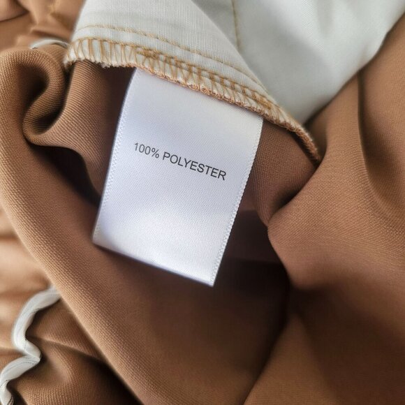 Tronjori High Waist Wide Leg Trousers Women 12 Camel Polyester Pleated Front NWT - Picture 6 of 6